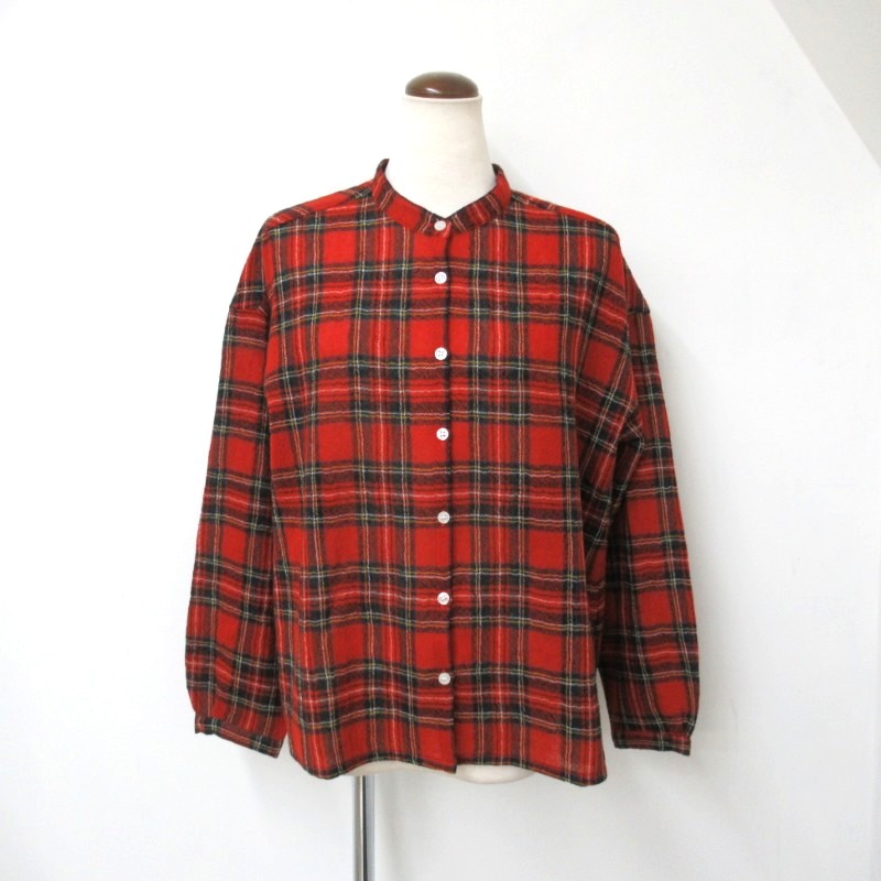 DAYS  ウールガーゼバンドカラースクエアシャツ /RDチェック 【日本製】